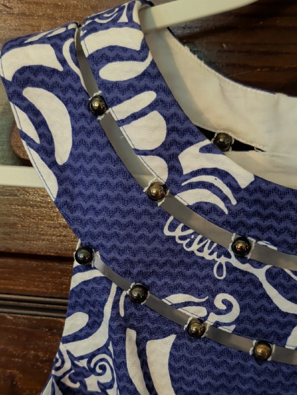 Lilly Pulitzer Lindy Blue Tide Pool Shift Mini Dress Cutout Neckline 6 - Picture 4 of 13